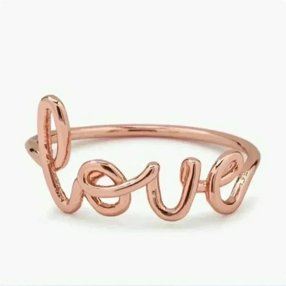 New 14k Rose Gold Over Sterling Silver Love Ring - Picture 1 of 3